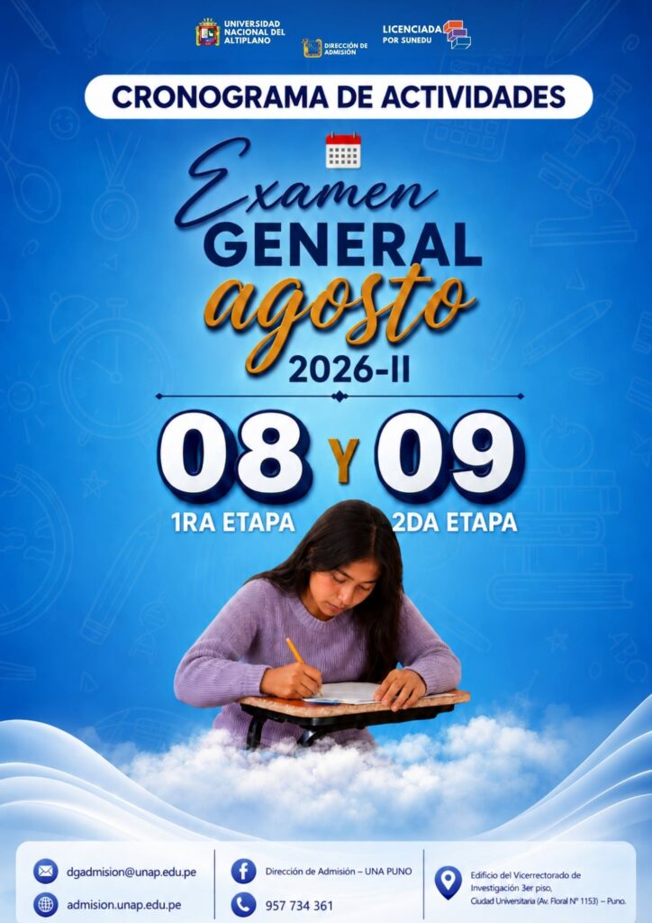 Ingresantes EXAMEN GENERAL 2026-II sábado 08 de agosto (CONADIS)
